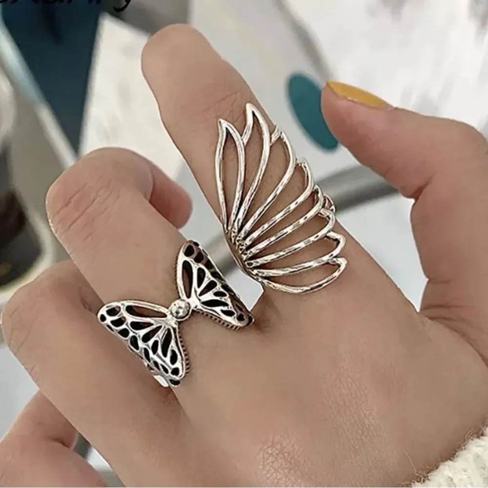 SILVER ADJUSTABLE OVERSIZED PETAL FASHION RING‎